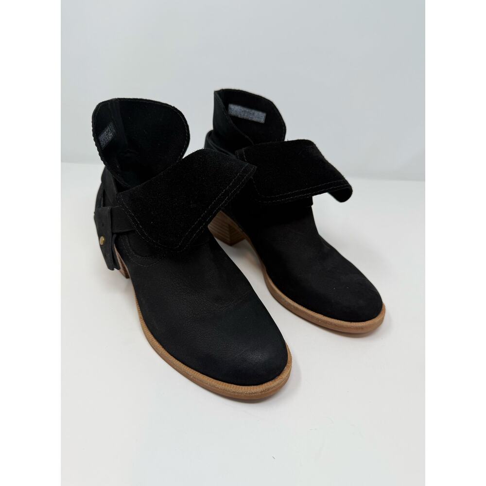 Ugg Elora Ankle Boots Women's 6 Black Suede Nubuck Leather Preppy Lux Designer - Picture 5 of 16